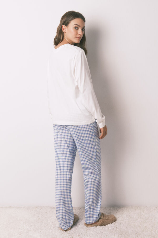 Women'secret Pijama largo algod&oacute;n Snoopy Vichy marfil