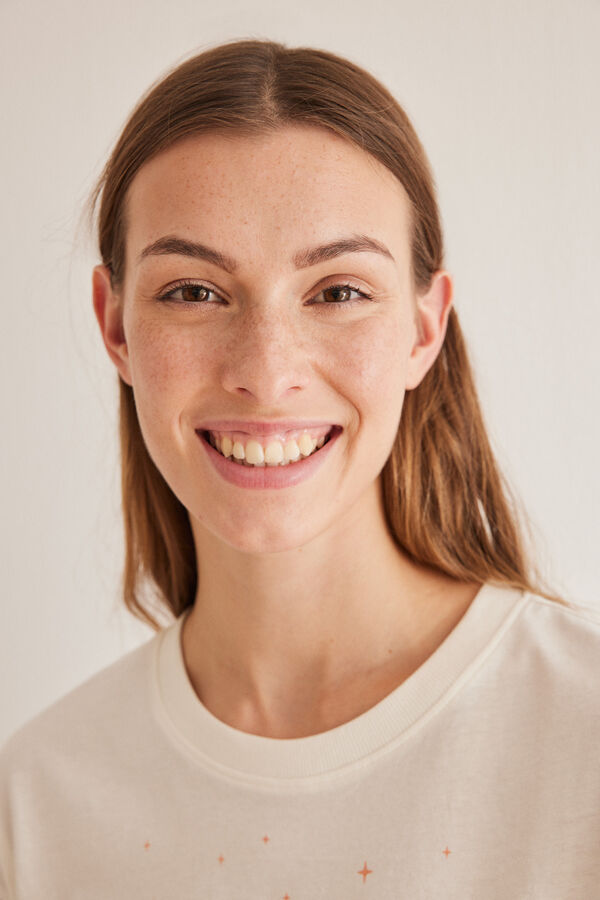 Women'secret Pijama 100% algod&oacute;n Snoopy legging marfil