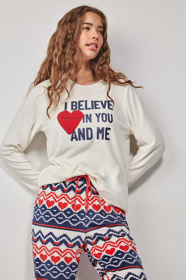 Gisela Pijama polar longo bege