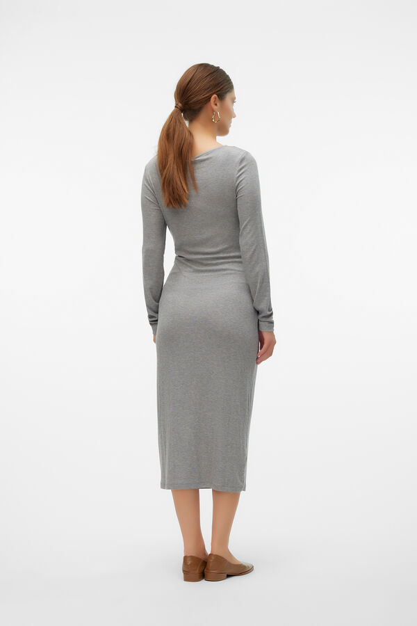 Mamalicious Vestido midi de manga comprida para maternity e amamenta&ccedil;&atilde;o  cinzento