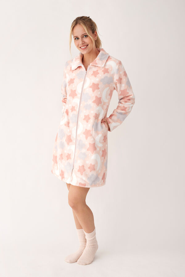 Promise Bata midi cremallera con estampado estrellas rosa