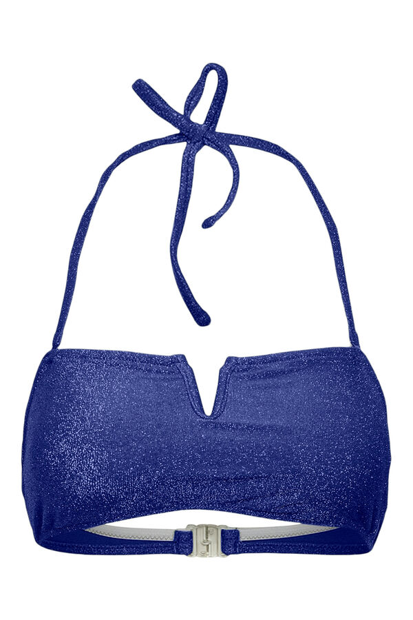 Pieces Top de biqu&iacute;ni bandeau azul com l&uacute;rex azul