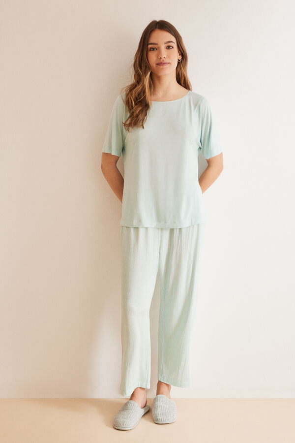 Women'secret Pijama Capri riscas verde Ecovero&trade; verde