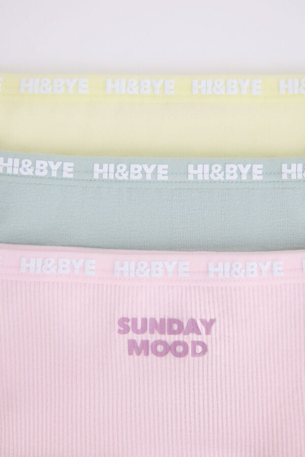 HI&BYE Pack 3 cuecas cl&aacute;ssicas amarela, rosa, verde branco