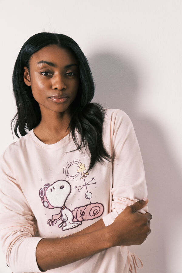 Women'secret Pijama comprido em algod&atilde;o rosa Snoopy rosa