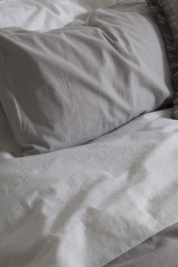 Textura S&aacute;bana lino algod&oacute;n. Cama 150-160cm. blanco