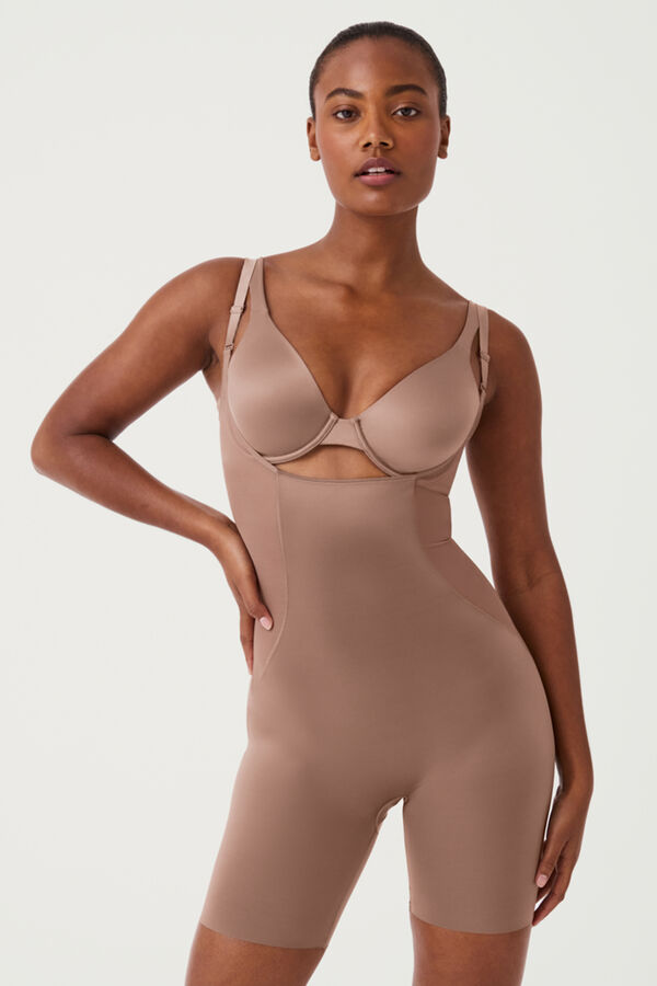 Spanx Body cal&ccedil;a abaixo do peito tule e cetim Shaping cetim cru