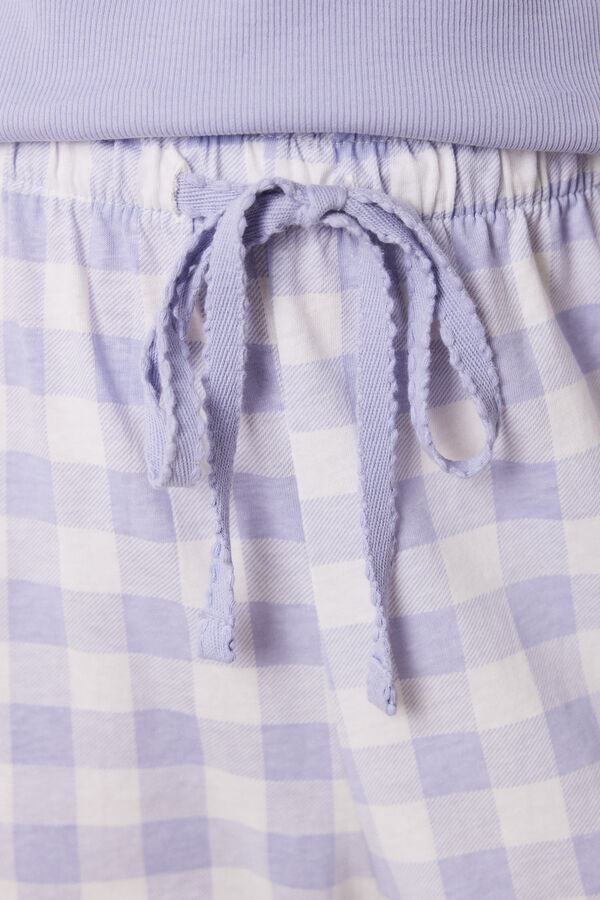 Women'secret Pijama largo algod&oacute;n cuadros morado/lila