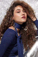 HI&BYE Top ombros descobertos e choker azul-marinho azul