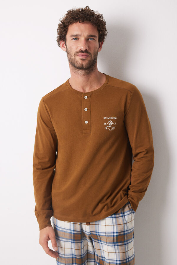 Women'secret Pijama largo hombre 100% algod&oacute;n "Moritz" amarillo