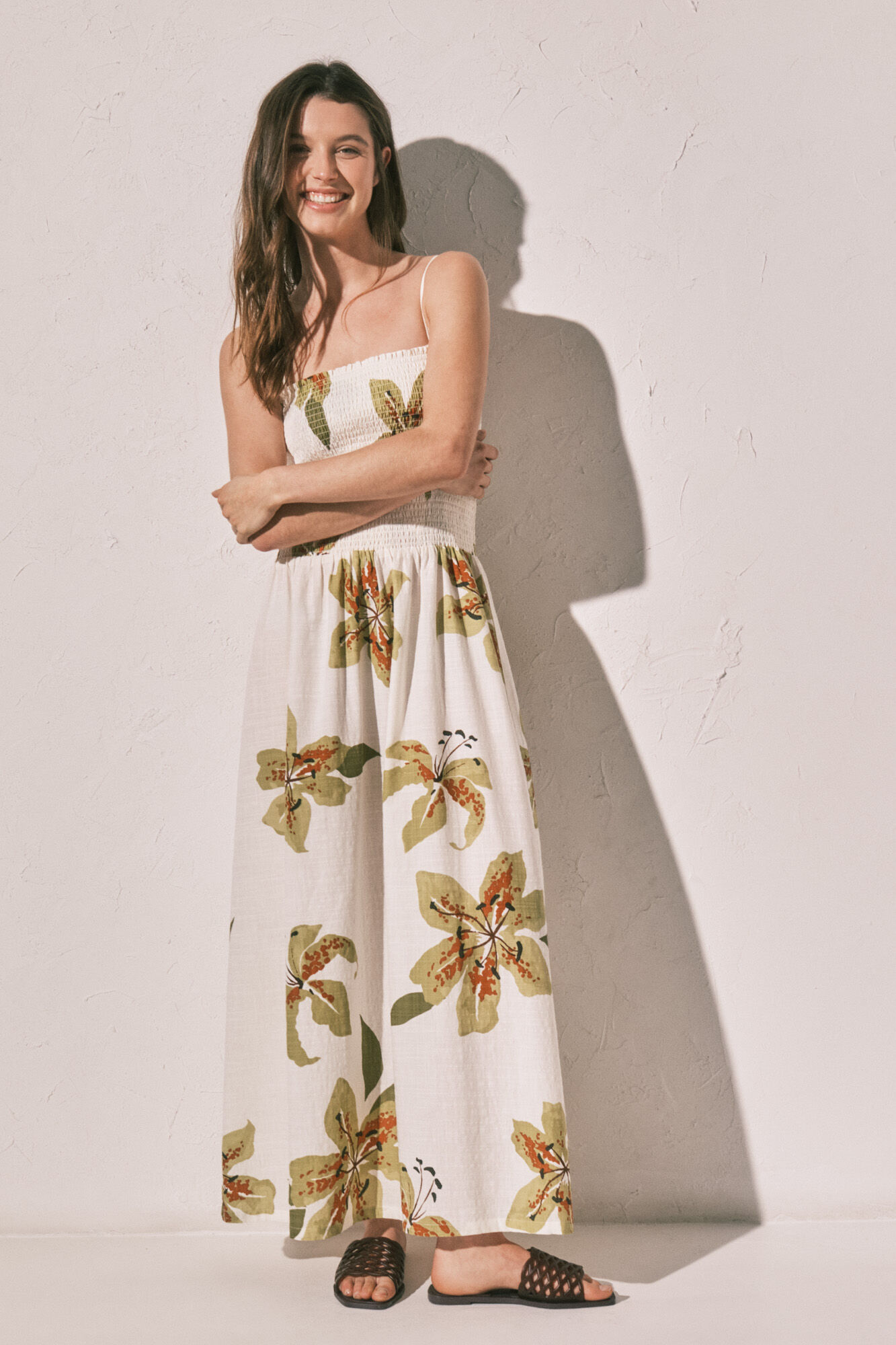 Women'secret Vestido comprido de al&ccedil;as com decote franzido