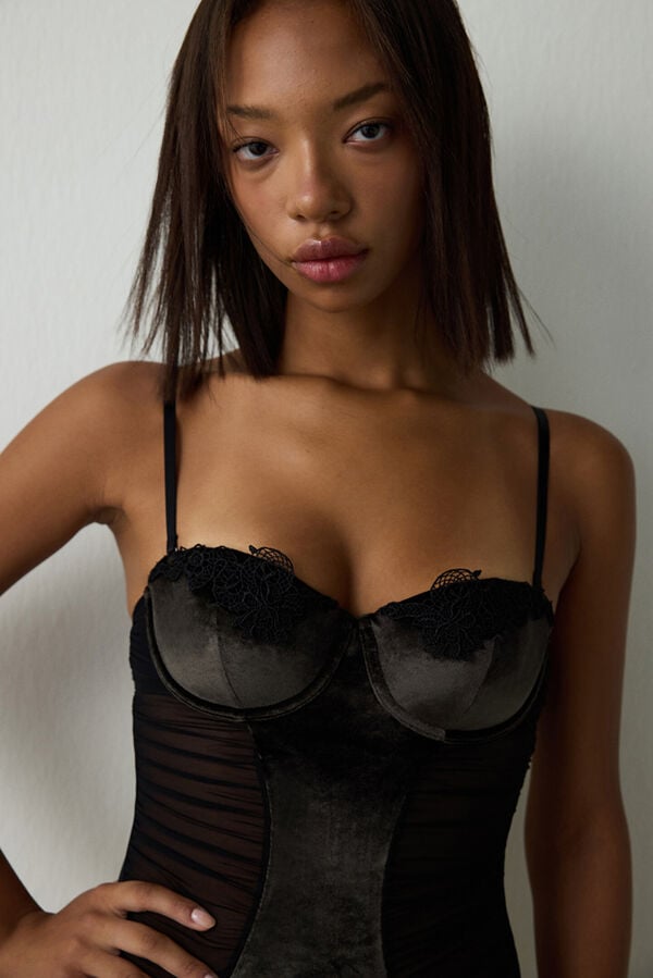 Penti Body tanga de veludo com aro preto