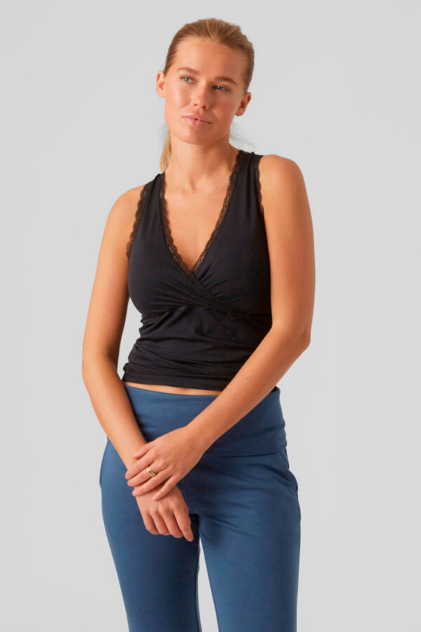Mamalicious Top renda maternity de amamenta&ccedil;&atilde;o  preto