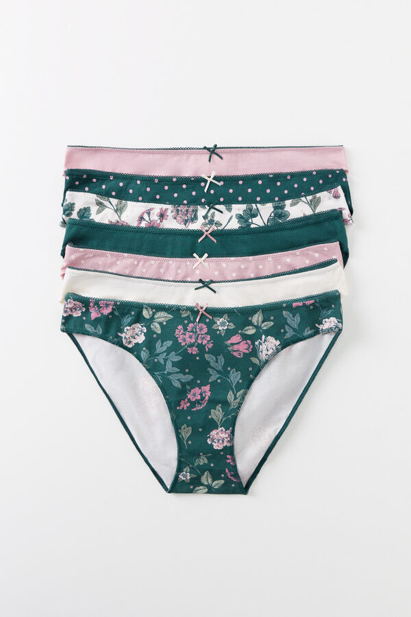 Women'secret Pack 7 bragas cl&aacute;sicas algod&oacute;n lazo estampado