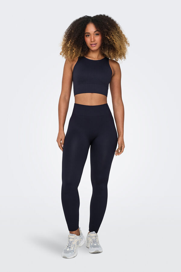 Only Play Leggings Seamless de cintura alta canal&eacute; azul