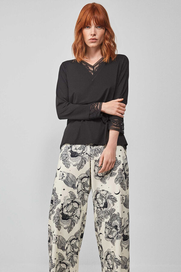 Gisela Pijama largo estampado negro