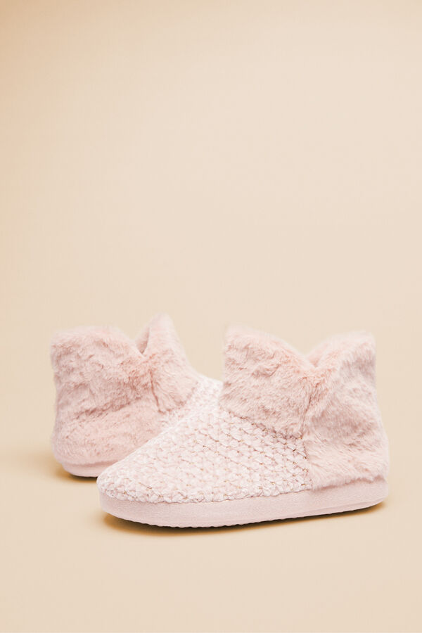 Women'secret Pantufas com pelo cor-de-rosa rosa