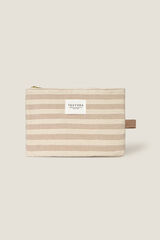 Textura Neceser de algod&oacute;n rayas brillo gris