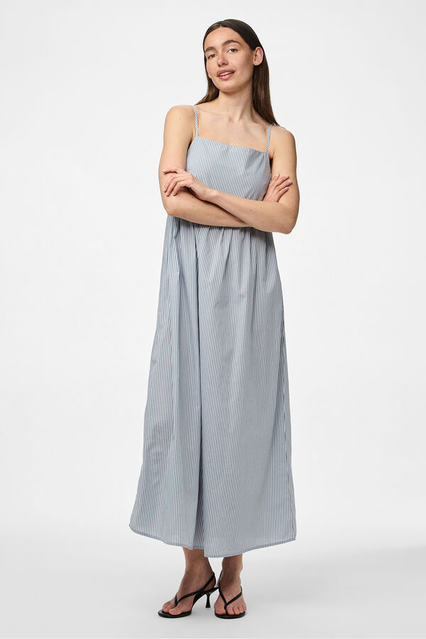 Pieces Vestido longo riscas azul