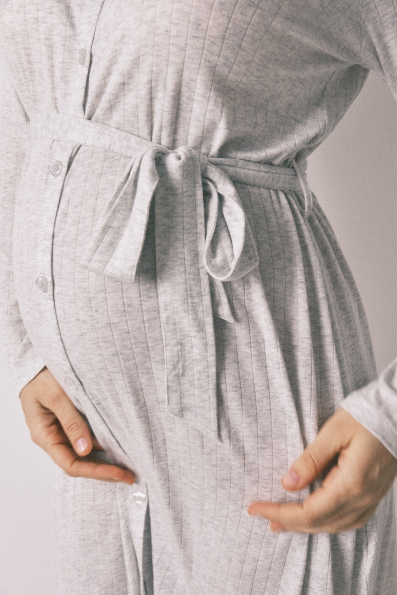 Women'secret Camisa de dormir curta "maternity" canelada extra suave cinza