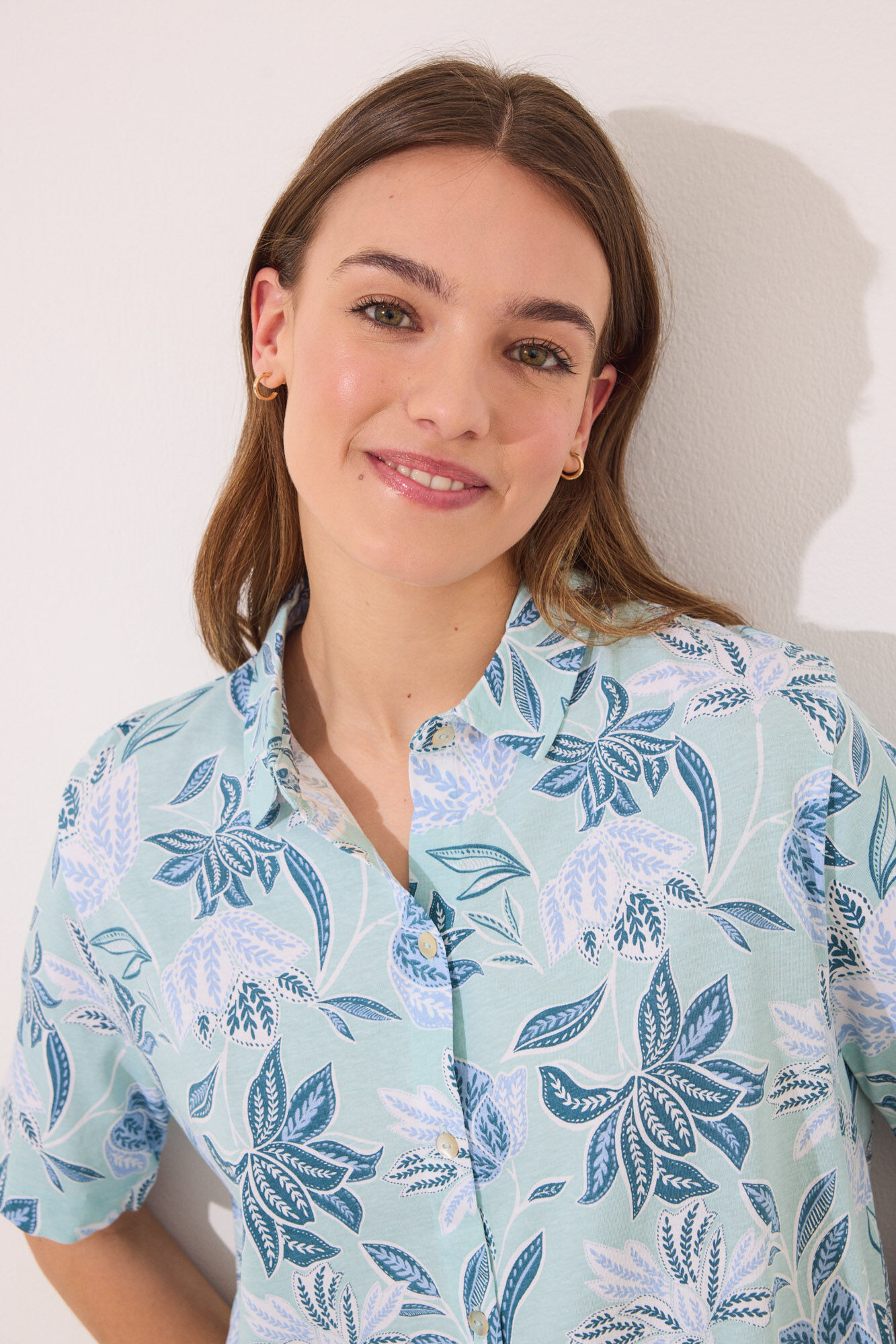 Women'secret Pijama camisero Capri 100% algod&oacute;n flores