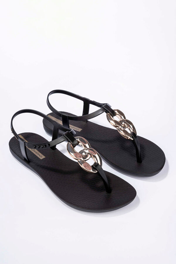 Ipanema Sandalia tira en T con cadena negro