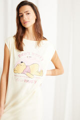 Womensecret Camisa de dormir midi de manga curta Winnie the Pooh de algodão em amarelo impressão