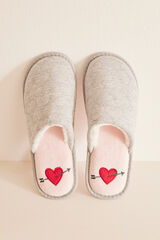 Women'secret Chinelos de quarto casa cinzentos cora&ccedil;&atilde;o cinzento