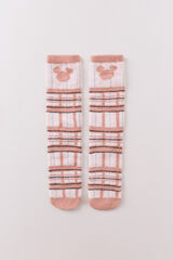 Women'secret Meias longas de pelo com estampa xadrez do Mickey Mouse rosa