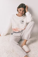 Women'secret Pijama largo polar suave estampado Pingu marfil