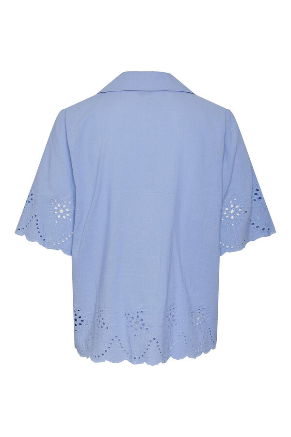 Pieces Camisa mulher 100% Algodão. Manga curta. azul