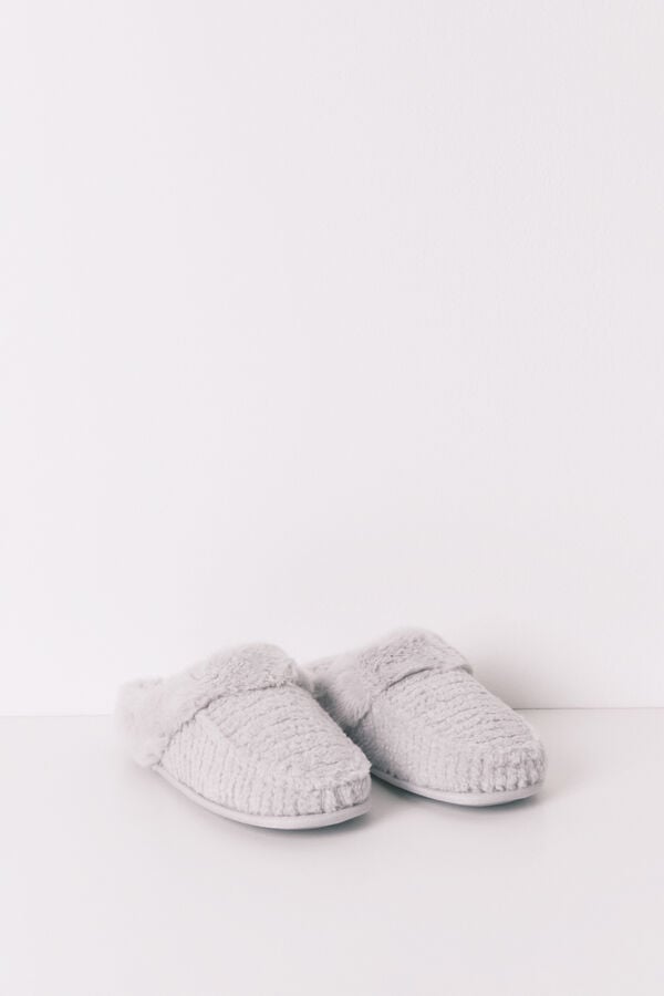 Women'secret Zapatillas casa pelo estampado animal gris