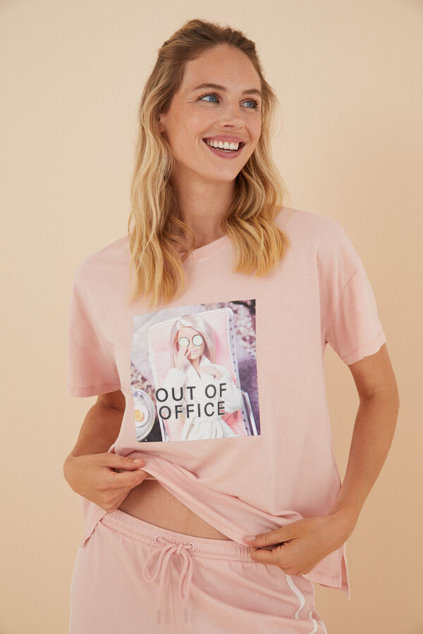 Women'secret Pijama corto 100% algod&oacute;n Barbie rosa rosa