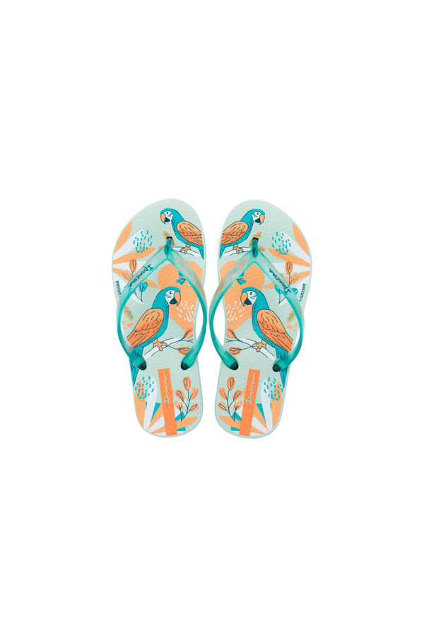 Ipanema Chinelos infantis estampado papagaios tropicais azul