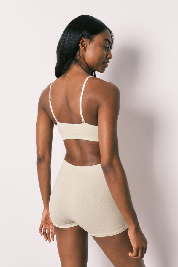 Women'secret Top triangular canelado sem costura verde verde