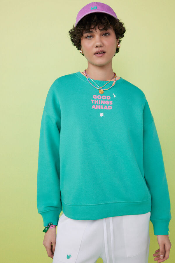 HI&BYE Sudadera felpa verde logo  verde