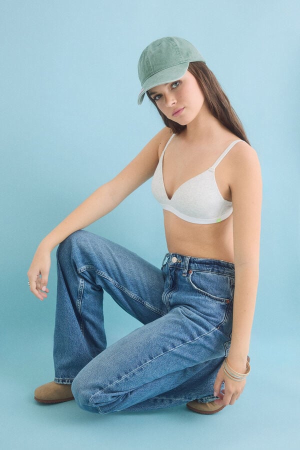 HI&BYE Suti&atilde; triangular enchimento fixo cinza cinzento