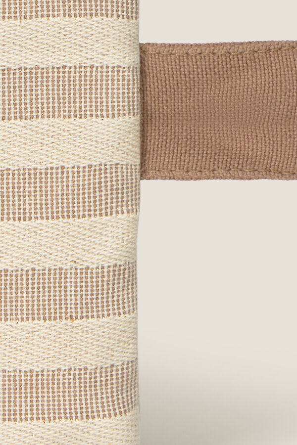 Textura Neceser de algod&oacute;n rayas brillo gris