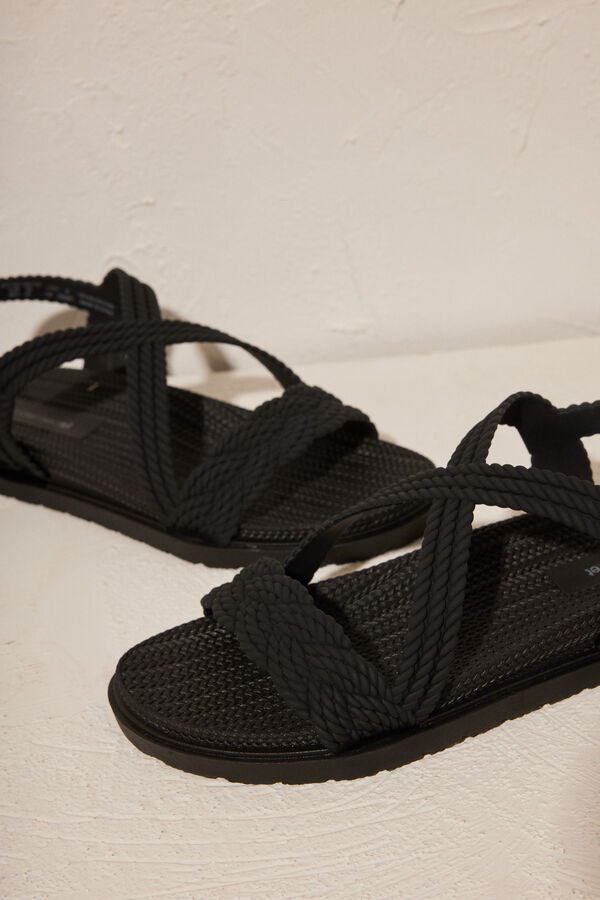 Women'secret Sandalias tiras 100% mojables negro
