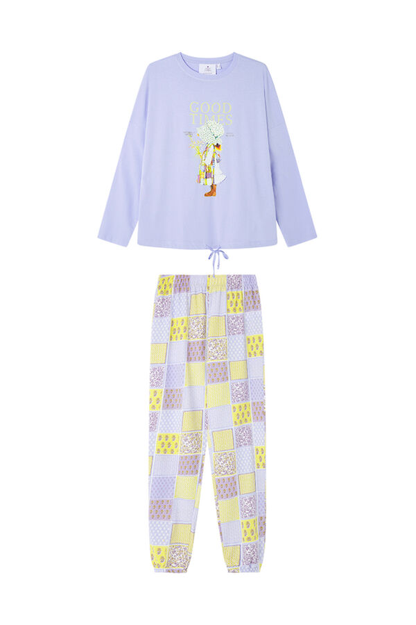 Women'secret Pijama largo 100% algod&oacute;n print "Holly Hobbie" morado/lila