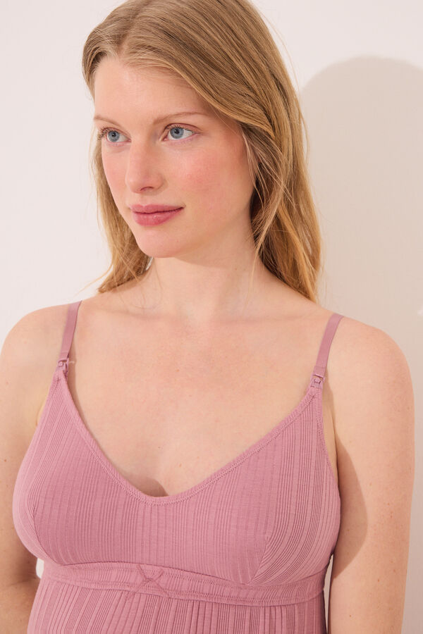 Women'secret Camisa de dormir curta pointelle rosa "maternity" rosa