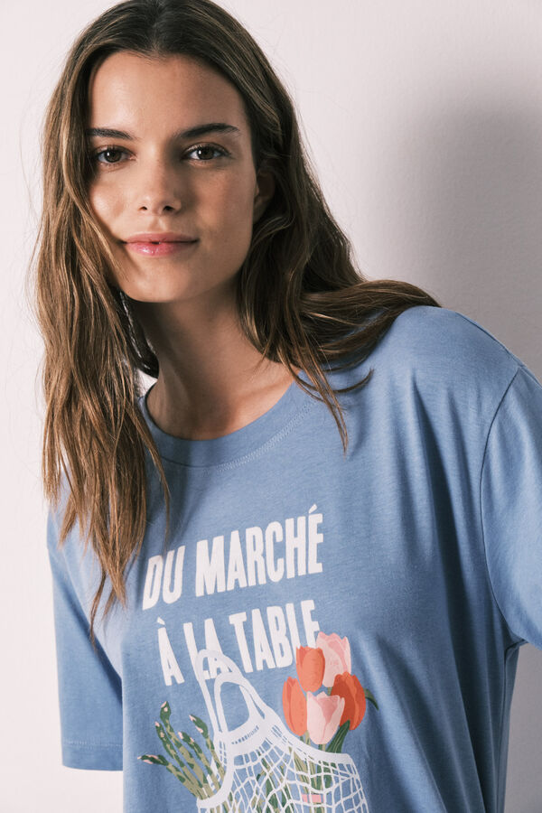 Women'secret T-shirt de manga curta 100% algod&atilde;o azul azul