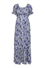 Only Maternity Vestido comprido maternity mangas curtas azul