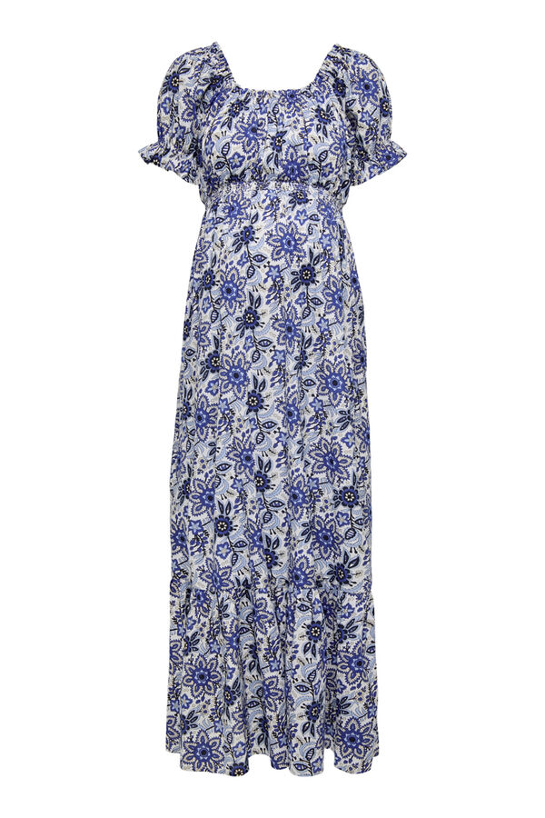 Only Maternity Vestido comprido maternity mangas curtas azul