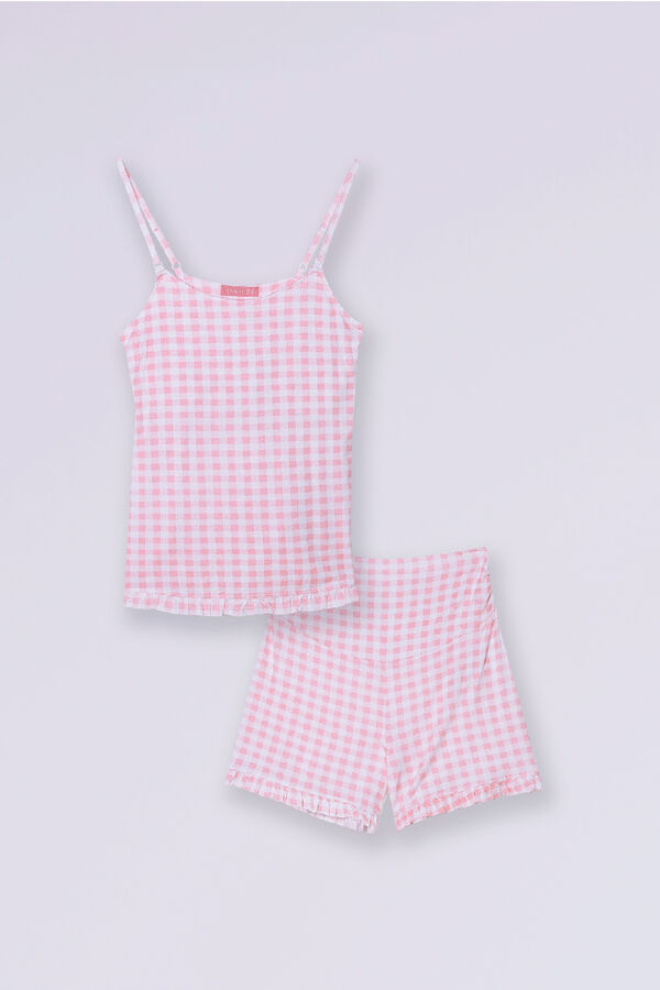 Womensecret Conjunto de pijama com estampado de quadrados vichy pré-mamã rosa