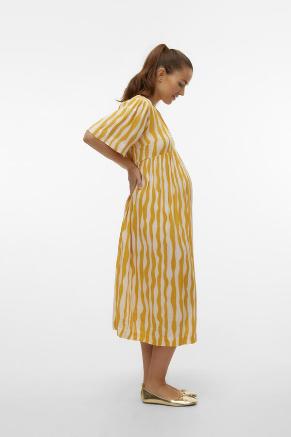 Mamalicious Vestido midi cuello pico maternity  blanco