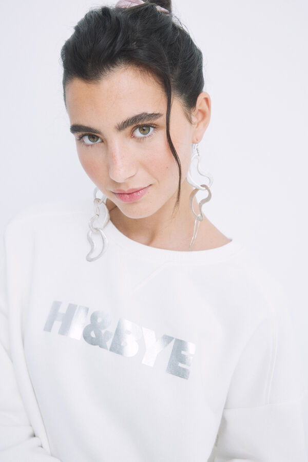 HI&BYE Sudadera felpa marfil logo marfil