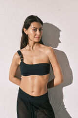 Women'secret Top bikini asim&eacute;trico negro negro