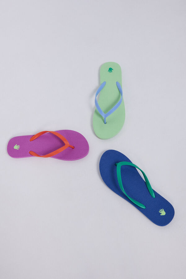 HI&BYE Chanclas azul logo estampado