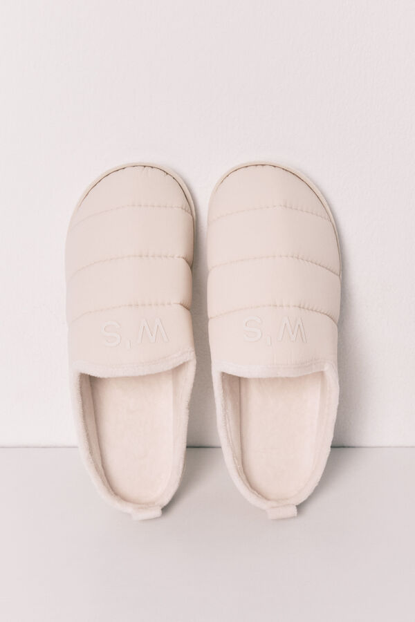 Women'secret Chinelos de quarto acolchoados brancos bege